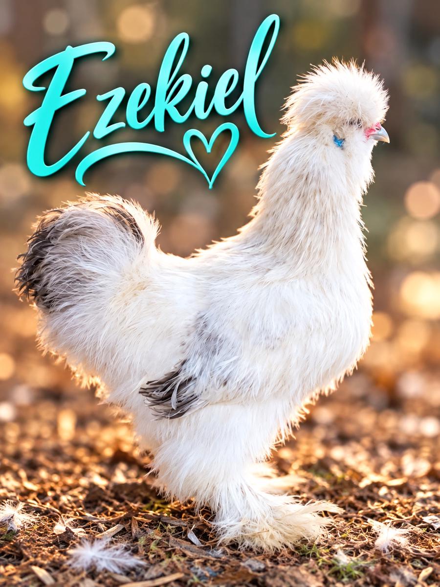 Ezekiel, upcoming Silkie rooster